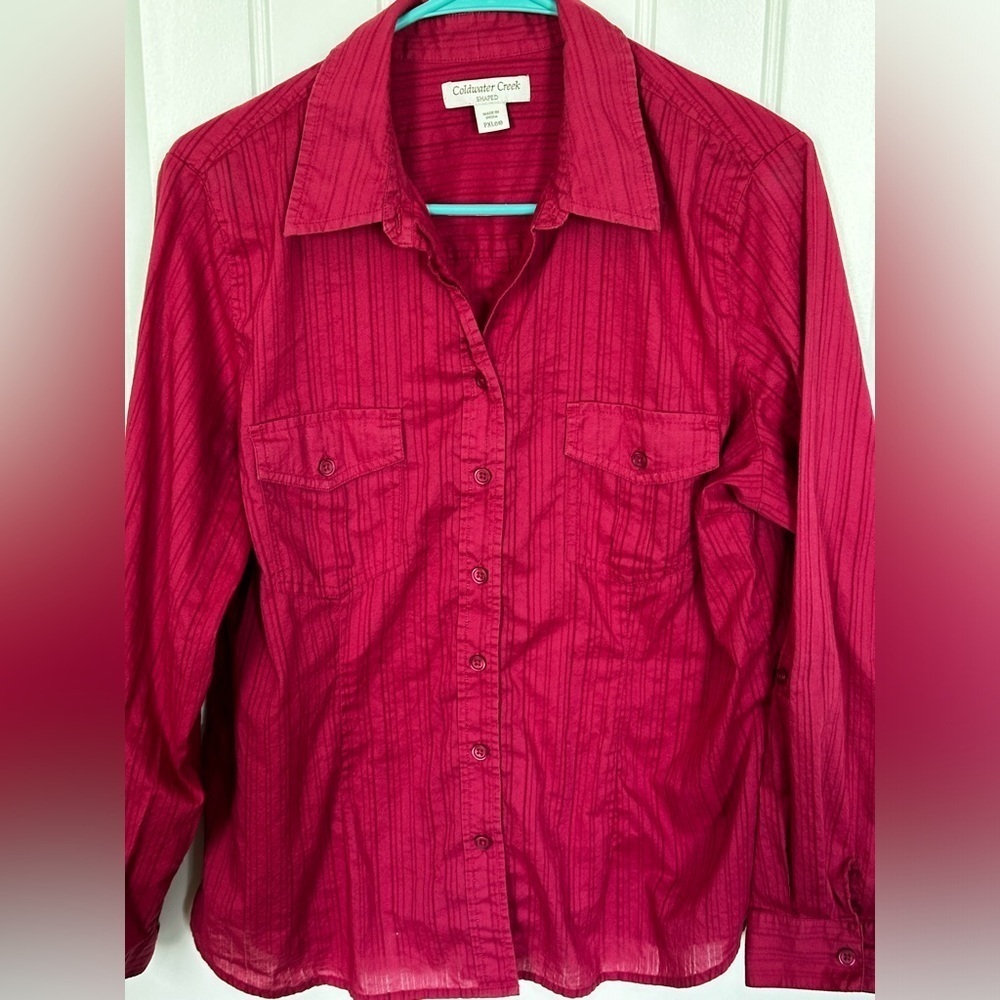 Coldwater Creek Stripped Button Down blouse. Size petite XL GUC